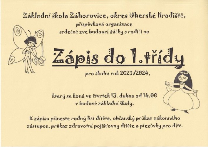Zápis k povinné školní docházce