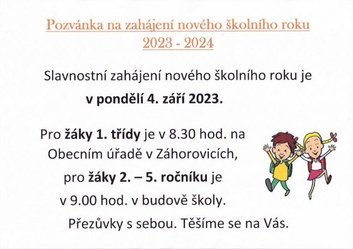 Zahájení nového školního roku 2023/2024