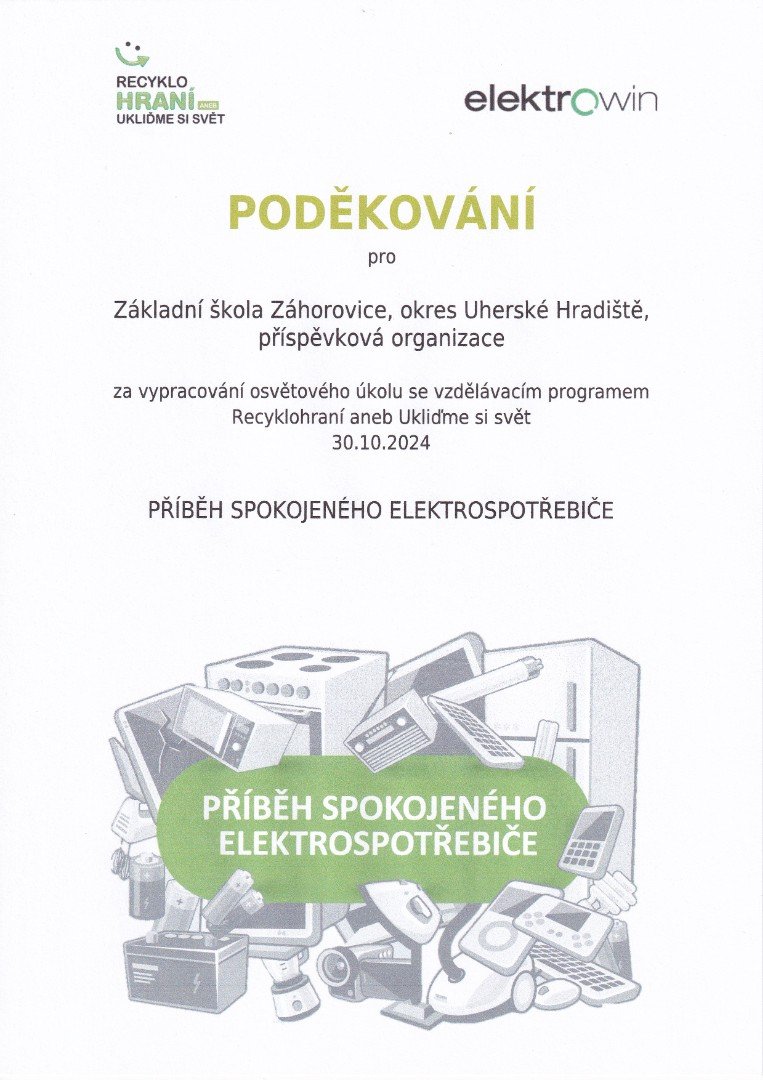 Poděkování za další splněný úkol